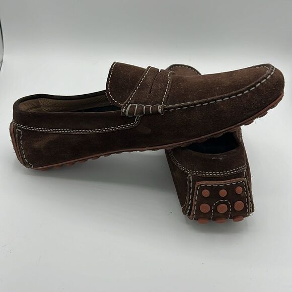 ECCO Brown Suede Casual Penny Loafers Size 44/10-10.5 Slip On Comfort Shoes B16B main image 9